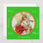 クリスマスグリーンの写真グリーティングカード。 シーズンカード (正面/裏面)