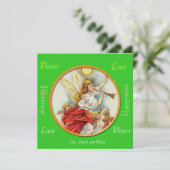 クリスマスグリーンの写真グリーティングカード。 シーズンカード (スタンド正面)