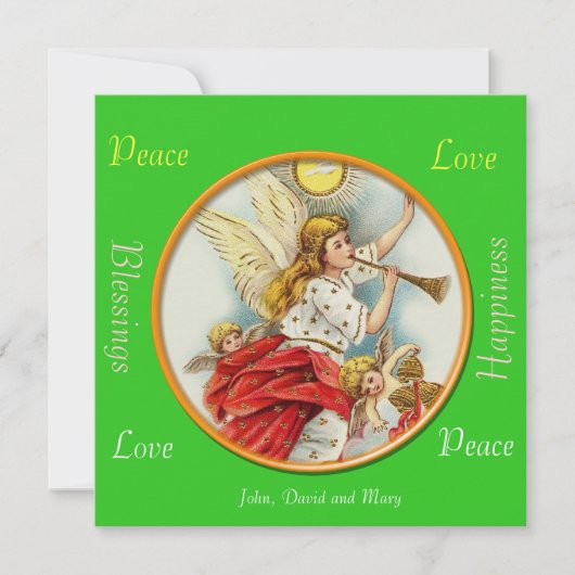 クリスマスグリーンの写真グリーティングカード。 シーズンカード (正面)