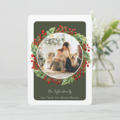 クリスマスグリーンの冬の葉と果実の写真 シーズンカード (スタンド正面)