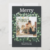 クリスマスグリーンの冬の葉のフォトフレーム シーズンカード (正面)