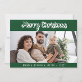 クリスマスグリーンの家族の写真のスクリプモダント シーズンカード (正面)