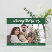 クリスマスグリーンの家族の写真のスクリプモダント シーズンカード (スタンド正面)