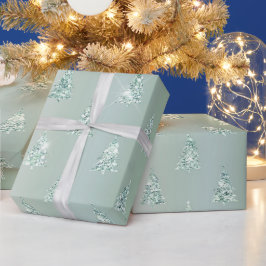 クリスマスグリーンの木が輝く ラッピングペーパー
