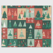 クリスマスグリーンの木 ラッピングペーパー (フラット)