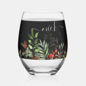 クリスマスグリーンの結婚式 ステムなしワイングラス (裏面)