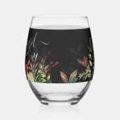 クリスマスグリーンの結婚式 ステムなしワイングラス (左)