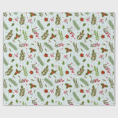 クリスマスグリーンの花の果実グリーンクリスマス ラッピングペーパー (フラット)
