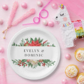 クリスマスグリーンの葉の結婚休日 ペーパープレート (パーティー)