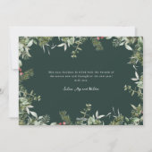 クリスマスグリーンの葉の金ゴールドグリッター写真 シーズンカード (裏面)