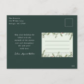 クリスマスグリーンの葉の金ゴールドグリッター写真 シーズンポストカード (裏面)