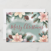クリスマスグリーンの葉花と松の実 シーズンカード (正面)