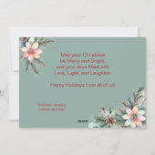 クリスマスグリーンの葉花と松の実 シーズンカード (裏面)