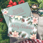 クリスマスグリーンの葉花と松の実 シーズンカード