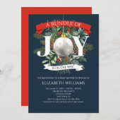 クリスマスグリーンの赤ちゃんシャワーのバンドル 招待状 (正面/裏面)