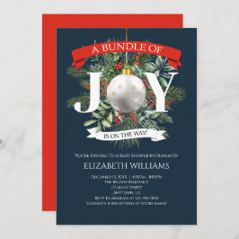 クリスマスグリーンの赤ちゃんシャワーのバンドル 招待状