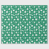 クリスマスグリーンの青い背景 ラッピングペーパー (フラット)