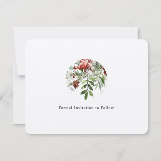 クリスマスグリーンは日付のフ結婚ラットカードを保存 (裏面)