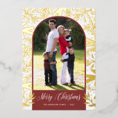 クリスマスグリーンアーキフォト実在金ゴールド 箔シーズンカード (正面)