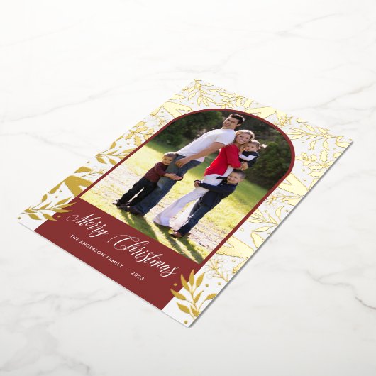 クリスマスグリーンアーキフォト実在金ゴールド 箔シーズンカード (回転した状態)