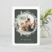 クリスマスグリーンウィンターリーフ写真テンプレート シーズンカード (スタンド正面)