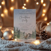 クリスマスグリーンウォーターカラーパインフォレストホリデー 招待状