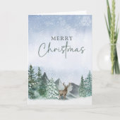 クリスマスグリーンウォーター色パインフォレスト折り畳みカード シーズンカード (正面)