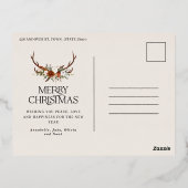 クリスマスグリーンエレガントミニマルモダンタイポグラフィ 箔シーズンポストカード (裏面)