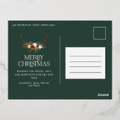 クリスマスグリーンエレガントミニマルモダンタイポグラフィ 箔シーズンポストカード (裏面)