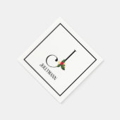 クリスマスグリーンエレガントリーモノグラムレターJ紙 スタンダードカクテルナプキン (角)