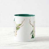クリスマスグリーンエレガントレッドモノグラムグリーン マグカップ (中央)