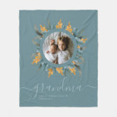 クリスマスグリーンオレンジリース写真パーソナライズされた フリースブランケット (正面)