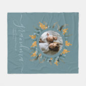 クリスマスグリーンオレンジリース写真パーソナライズされた フリースブランケット (正面(横))