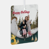 クリスマスグリーンカスタムの家族の写真両面 メタルオーナメント (正面右)