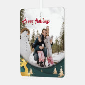 クリスマスグリーンカスタムの家族の写真両面 メタルオーナメント (正面左)