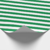 クリスマスグリーンカラーホワイトストライプクリスマスズホリデー ラッピングペーパー (角)