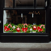 クリスマスグリーンガーランドキャンディーケーンの窓が貼り付く ウィンドウサイン