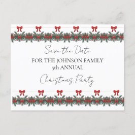 クリスマスグリーンガーランド赤い行金ゴールドアクセント ポストカード