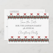 クリスマスグリーンガーランド赤い行金ゴールドアクセント ポストカード (正面/裏面)