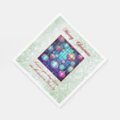 クリスマスグリーングリッターステンドグラスバウブル スタンダードランチョンナプキン (角)