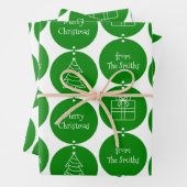 クリスマスグリーンサカスタムークルズファミリー名 ラッピングペーパーシート (インサイチュ)