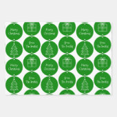 クリスマスグリーンサカスタムークルズファミリー名 ラッピングペーパーシート (正面)