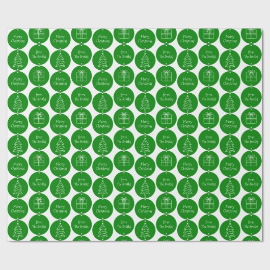 クリスマスグリーンサカスタムークルズファミリー名 ラッピングペーパー (フラット)