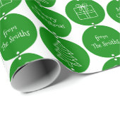 クリスマスグリーンサカスタムークルズファミリー名 ラッピングペーパー (ロールコーナー)