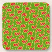 クリスマスグリーンスターとペイズリーセット6コースター コースター (正面)
