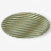 クリスマスグリーンストライプ金ゴールド水彩 ペーパープレート (アングル)