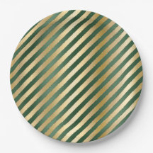 クリスマスグリーンストライプ金ゴールド水彩