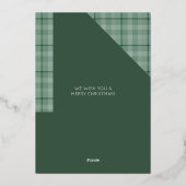 クリスマスグリーンタータンチェックと鹿 箔シーズンカード (裏面)