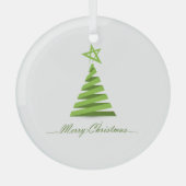 クリスマスグリーンツリーミニマルデザイン ガラスオーナメント (正面)