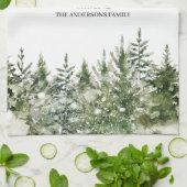 クリスマスグリーンツリー |メリークリスマス キッチンタオル (折り畳み)